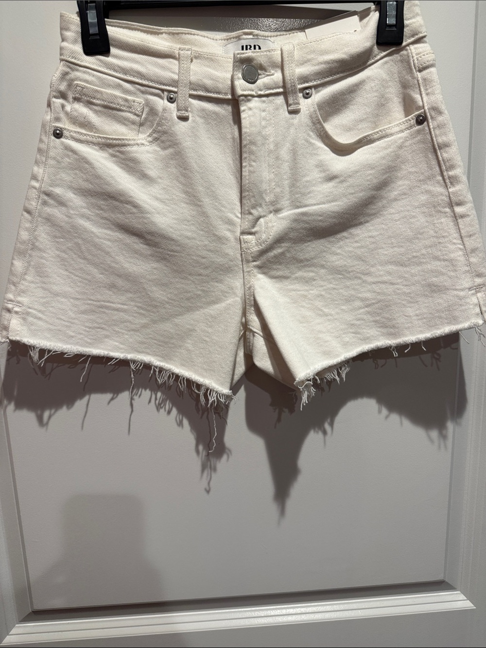 Just Black Off-White Frayed Hem Denim Shorts
